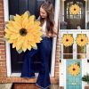 1pc, Artificial Sunflower Wreath, Sunflower Wall Window Hanging Decor Front Door Farmhouse Summer Room Decor