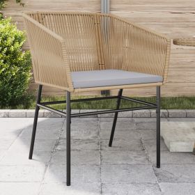 Patio Chairs 2 pcs with Cushions Brown Poly Rattan