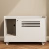 White Cat Litter Box Enclosure,Hidden Litter Box Furniture with top side fence,Wooden Pet House Side End Table, Storage Cabinet Bench for Living Room,