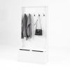 Entryway Bench with Standing Coat Rack, Hall Tree with Shoe Storage Bench, Entryway Organizer with 5 Hooks, White