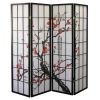 70" Tall 4-Panel Screen / Room Divider, Plum Blossom Design with Black finish