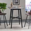Modern Bar Height 42" Dining Table, Rubberwood Legs and Laminate Table Top, Paladina Marble Finish, Black