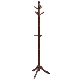 2 Heights Wooden Coat Rack Hanger Hall Tree Entryway with 9 Hooks Walnut