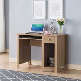 Student desk home office desk 39"W Compact desk Writing Desk Laptop Desk Dark Taupe Brown One drawer Keyboard Drawer Wooden Knob