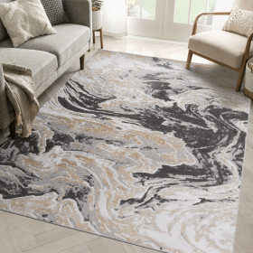 LOOM & LUXE Collection 5X7 Grey /Abstract Non-Shedding Living Room Bedroom Dining Home Office Stylish and Stain Resistant Area Rug