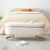 Storage Bench Bedroom Bench, Velvet Oval Upholstered End of Bed Bench with Golden Metal Legs,50"Modern Storage Ottoman Bench for Bedroom, Living Room