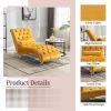 COOMORE Velvet Chaise Lounge Indoor,Button-Tufted Upholstered Chaise Lounge Chair with Pillow for Bedroom Living Room Office (Mustard Velvet)