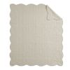 Oversized Quilted Throw with Scalloped Edges Cream 60x72"