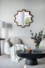 31" x 30" Wooden Accent Mirror with Unique Frame, Wall Mirror for Living Room Bedroom Entryway