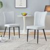 Modern minimalist dining chairs and office chairs. 2-piece set of light gray PU seats with black metal legs. Suitable for restaurants, living rooms