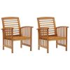 Garden Chair Set of 2 Natural wood Solid acacia wood Standard