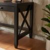 Home office desk writing table two drawers wooden knob handles finished on the back X brace leg frame