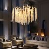 23.6-inch Modern Golden Pendant Light with Cascading Crystal Strands, Ideal for Living Room, Dining Room and Foyer