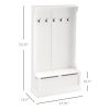 HOMCOM 38" 3-In-1 Entryway Hall Tree with Storage Bench, Coat Rack with Four Hooks and Shoe Storage, White
