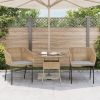 Patio Chairs 2 pcs with Cushions Brown Poly Rattan
