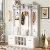 U-Can 5-in-1 Entryway Bench with Coat Rack, 7 Sturdy Hooks, 2 Spacious Drawers and Adjustable Shelves