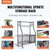 VEVOR Sports Equipment Garage Organizer, Rolling Ball Storage Cart on Wheels, Basketball Rack with Baskets & Hooks