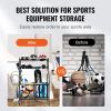 VEVOR Sports Equipment Garage Organizer, Rolling Ball Storage Cart on Wheels, Basketball Rack with Baskets & Hooks