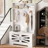 U-Can 43.3'' Entryway Bench with Coat Rack, 3-in-1 Design and Adjustable Shelves, Hall Tree with 7 Hooks for Entrance, Living Room