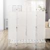 4 Panel Room Divider, Folding Privacy Screen, 5.6' Room Separator, Wave Fiber Freestanding Partition Wall Divider for Rooms, Home, Office, White