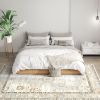 HOMCOM 9x12 Area Rug, Indoor Boho Machine Washable Carpet for Living Room, Bedroom, Dining Room, Kitchen, Blue