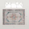 HOMCOM 5x7 Area Rug, Vintage Machine Washable Rug, Non-Slip Floor Carpet for Living Room, Bedroom, Dining Room, Brown and Blue