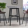 Modern Bar Height 42" Dining Table, Rubberwood Legs and Laminate Table Top, Paladina Marble Finish, Black