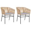 Patio Chairs 2 pcs with Cushions Brown Poly Rattan
