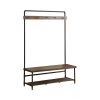 Chestnut and Dark Bronze Hall Tree with 5 Coat Hooks