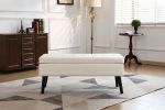Storage Bench with Storage Bench for Bedroom End of Bed Bench Foot of Bed Bench Entryway Bench Storage Ottoman Bench 43.3" W x 17.7" White PU Leather