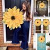 1pc, Artificial Sunflower Wreath, Sunflower Wall Window Hanging Decor Front Door Farmhouse Summer Room Decor