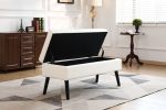 Storage Bench with Storage Bench for Bedroom End of Bed Bench Foot of Bed Bench Entryway Bench Storage Ottoman Bench 43.3" W x 17.7" White PU Leather