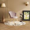 Velvet Accent Chair with Gold Metal Legs, Vanity Chair for Makeup Room, Upholstered Guest Chair for Living Room, Side Chair for Bedroom