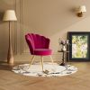 Velvet Accent Chair with Gold Metal Legs, Vanity Chair for Makeup Room, Upholstered Guest Chair for Living Room, Side Chair for Bedroom