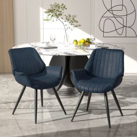 Leather Fabric upholstered Armchair Armchair Living Room Chair Lounge Chair for Home Kitchen Office Cafe (Color: Blue)