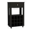 Margh Bar Cart, Twelve Built-in Wine Rack, Drawer