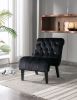 COOLMORE Modern Velvet Armless Accent Living Room Chair / Leisure Chair,Upholstered Fabric Button Comfortable Chair with Wooden Legs for Bedroom