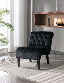 COOLMORE Modern Velvet Armless Accent Living Room Chair / Leisure Chair,Upholstered Fabric Button Comfortable Chair with Wooden Legs for Bedroom (Color: pic)