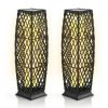 2 Pieces Solar-Powered Diamond Wicker Floor Lamps with Auto LED Light