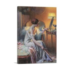 Young Woman Looking In a Mirror (Type: Standard Framed Canvas Print, size: 24" x 16" / 60cm x 40cm (approx))