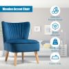 Modern Armless Velvet Accent Chair with Wood Legs