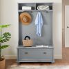 Modern Classic Hall Tree with Shoe Rack Bench and Coat Hooks for Hanging Storage