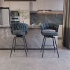 28" 360 Swivel Bar Stools Set of 2 Modern Swivel Bar Chairs, Barstools Counter Height with High Backrest, Easy 3-5 Minute Assembly for Bar, Kitchen