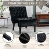 COOLMORE Modern Velvet Armless Accent Living Room Chair / Leisure Chair,Upholstered Fabric Button Comfortable Chair with Wooden Legs for Bedroom