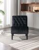 COOLMORE Modern Velvet Armless Accent Living Room Chair / Leisure Chair,Upholstered Fabric Button Comfortable Chair with Wooden Legs for Bedroom