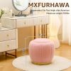 Storage Ottoman, Modern Round Floral Footrest with Soft Padded Seat, Teddy Velvet Footstool, Accent Small Table or Plant Stand for Hallway